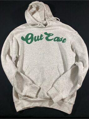 Men's Pullover Hoodie in Light Gray with Green Logo